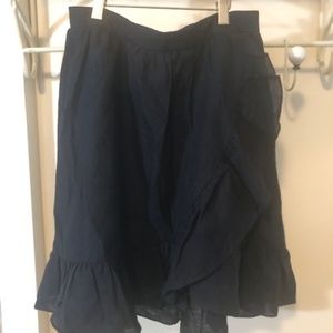 j. crew linen ruffle high waist skirt blue NWT 0